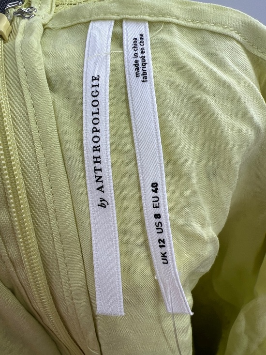 Anthropologie NWT V-Neck Lace Dress Midi in Chartreuse size 8 - Picture 7 of 11